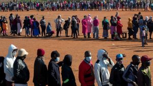 crowds wearing masks