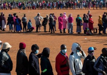 crowds wearing masks